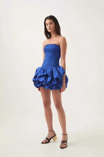 Kleid Damen Schulterfrei Floral Minikleid Sommer