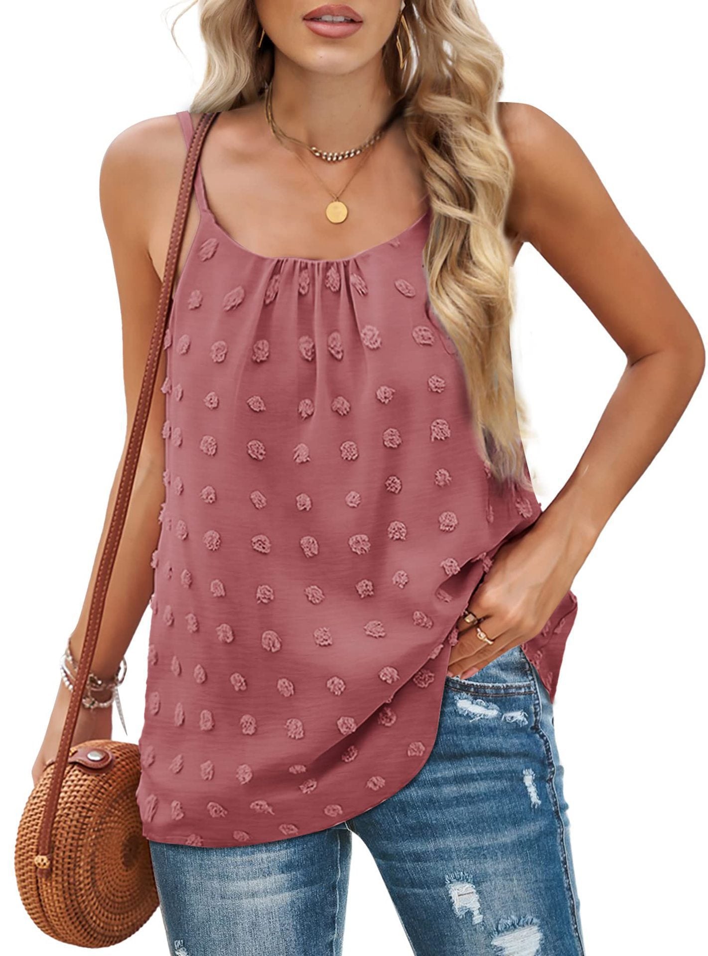 Ärmellose Damenbluse mit Pompons Sommerlich