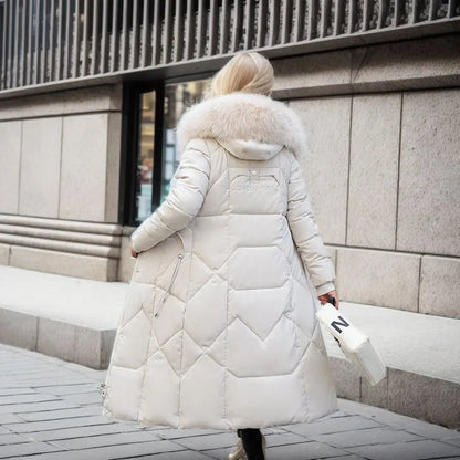 Damen Daunenmantel Lang Steppmantel Warm mit Kragen