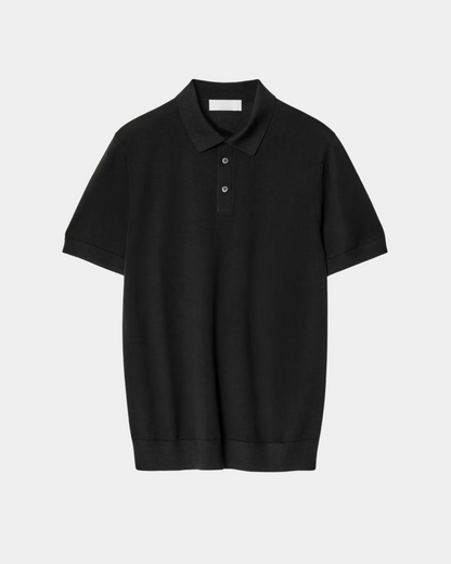 Seidenpoloshirt Schwarz Elegantes Herrenshirt