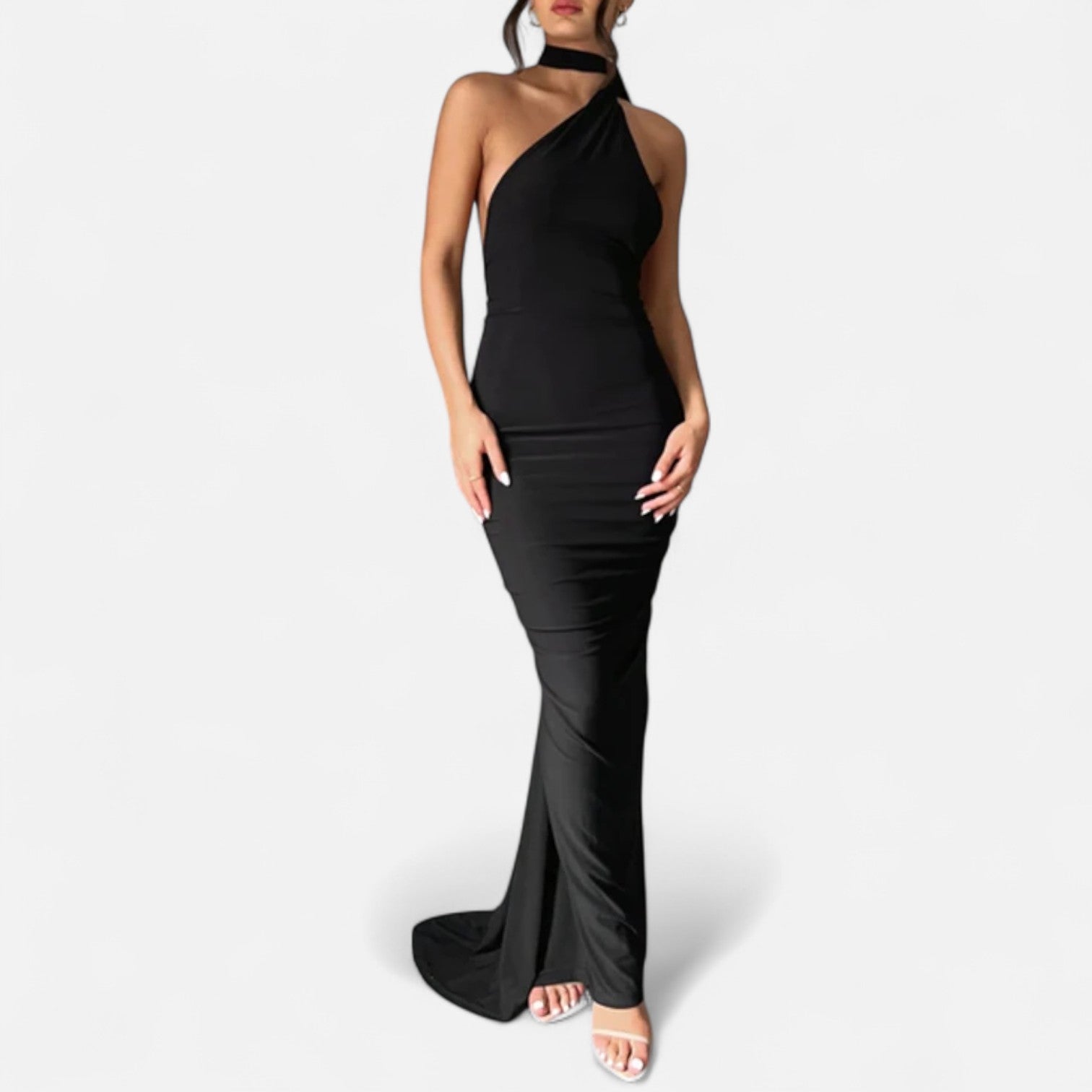 Damen Maxikleid Ein Schulter Neckholder Sommerkleid - BerlinGlamour
