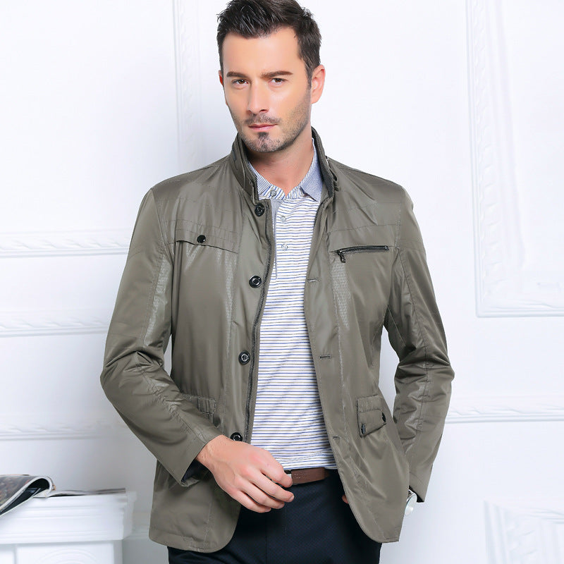 Herren Jacke Leicht Casual Mit Reißverschluss Tasche