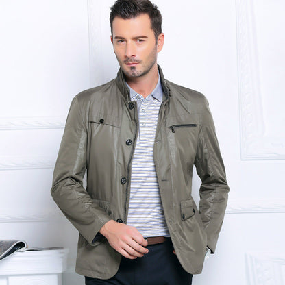 Herren Jacke Leicht Casual Mit Reißverschluss Tasche