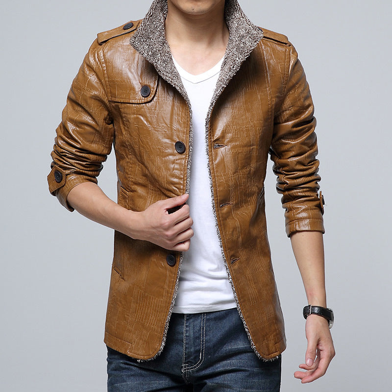 Herren Lederjacke Modern Mit Weichem Innenfutter Schwarz