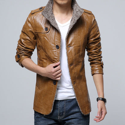 Herren Lederjacke Modern Mit Weichem Innenfutter Schwarz
