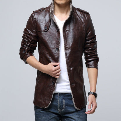 Herren Lederjacke Modern Mit Weichem Innenfutter Schwarz