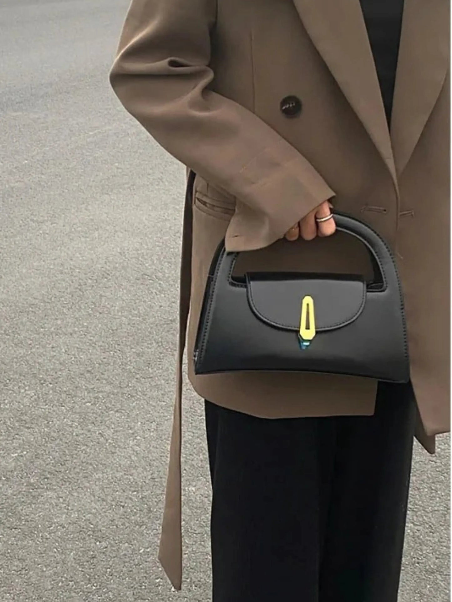 Schwarze Mini Tasche Satchel Damen Handtasche