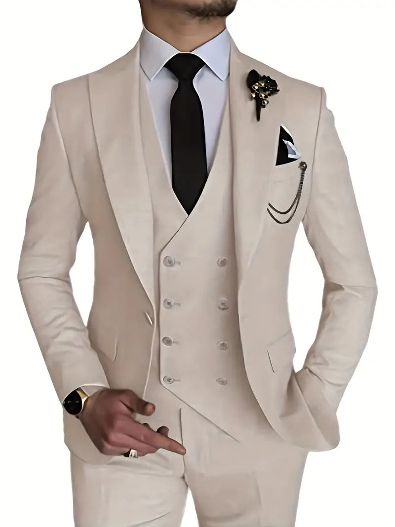 Herren Anzug Set 3-teilig Business Blazer Hose Weste