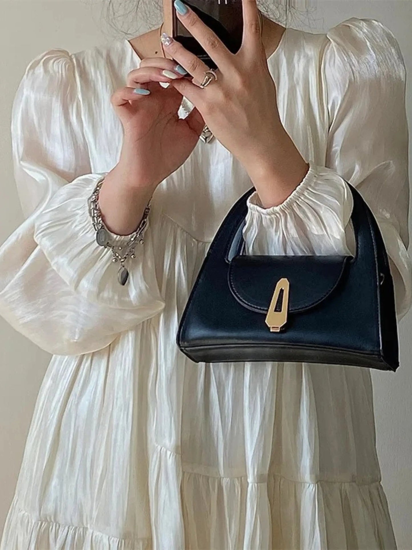 Schwarze Mini Tasche Satchel Damen Handtasche