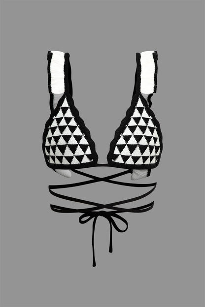 Strand-Bikini Set Häkel Top mit Rüschenrock