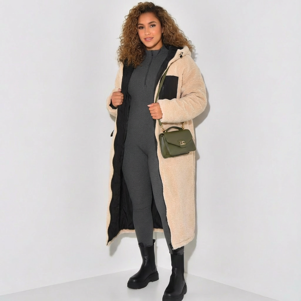 Wendbare Damenjacke Lang Teddyfutter Modern