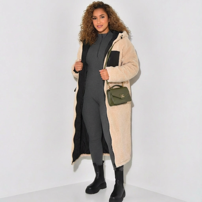Wendbare Damenjacke Lang Teddyfutter Modern