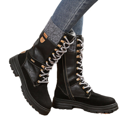 Damen Winterstiefel Elegante Hohe Schnee Stiefel Schwarz