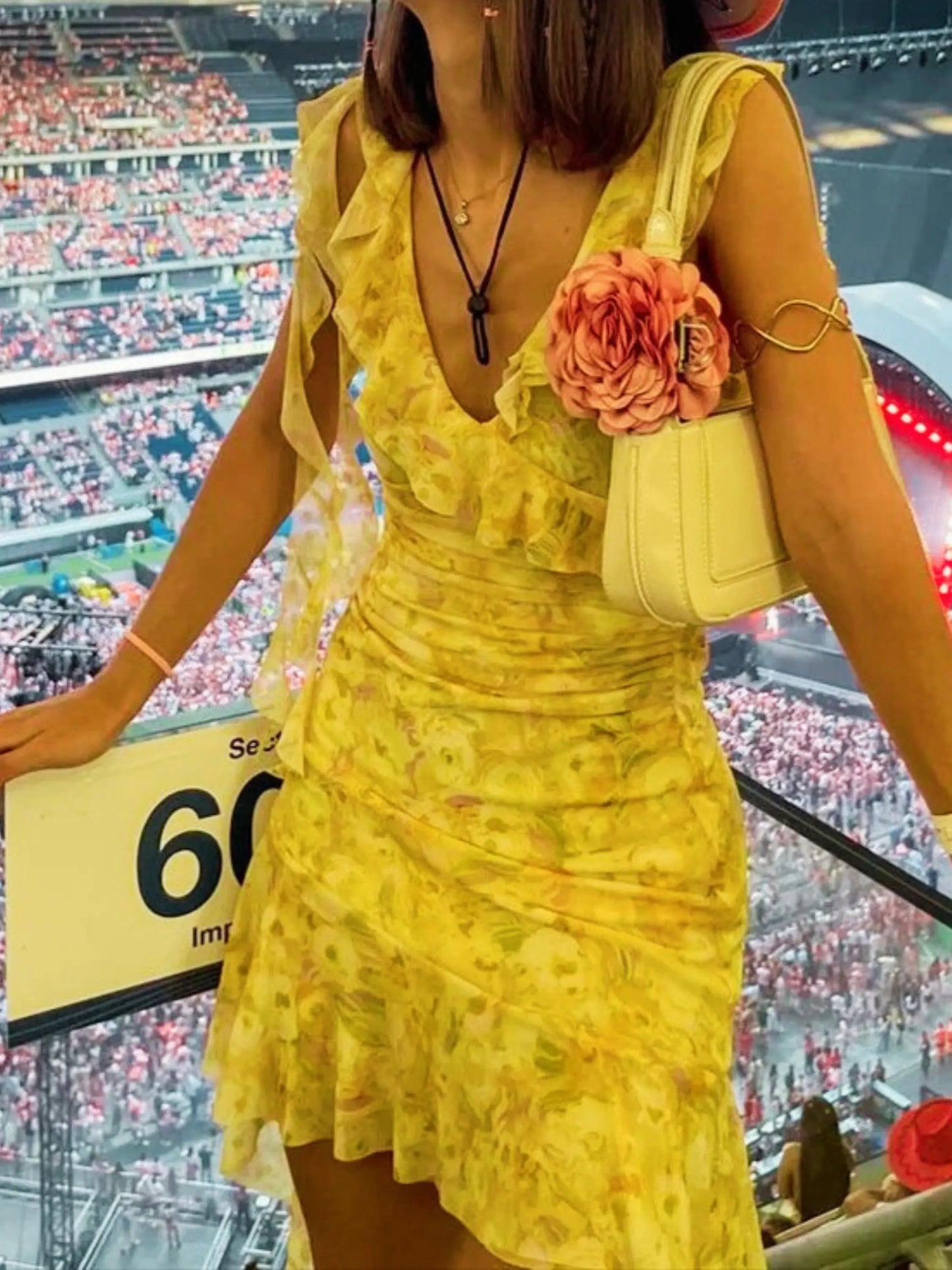 Sommerkleid Geblümt Rüschen Minikleid Frauen
