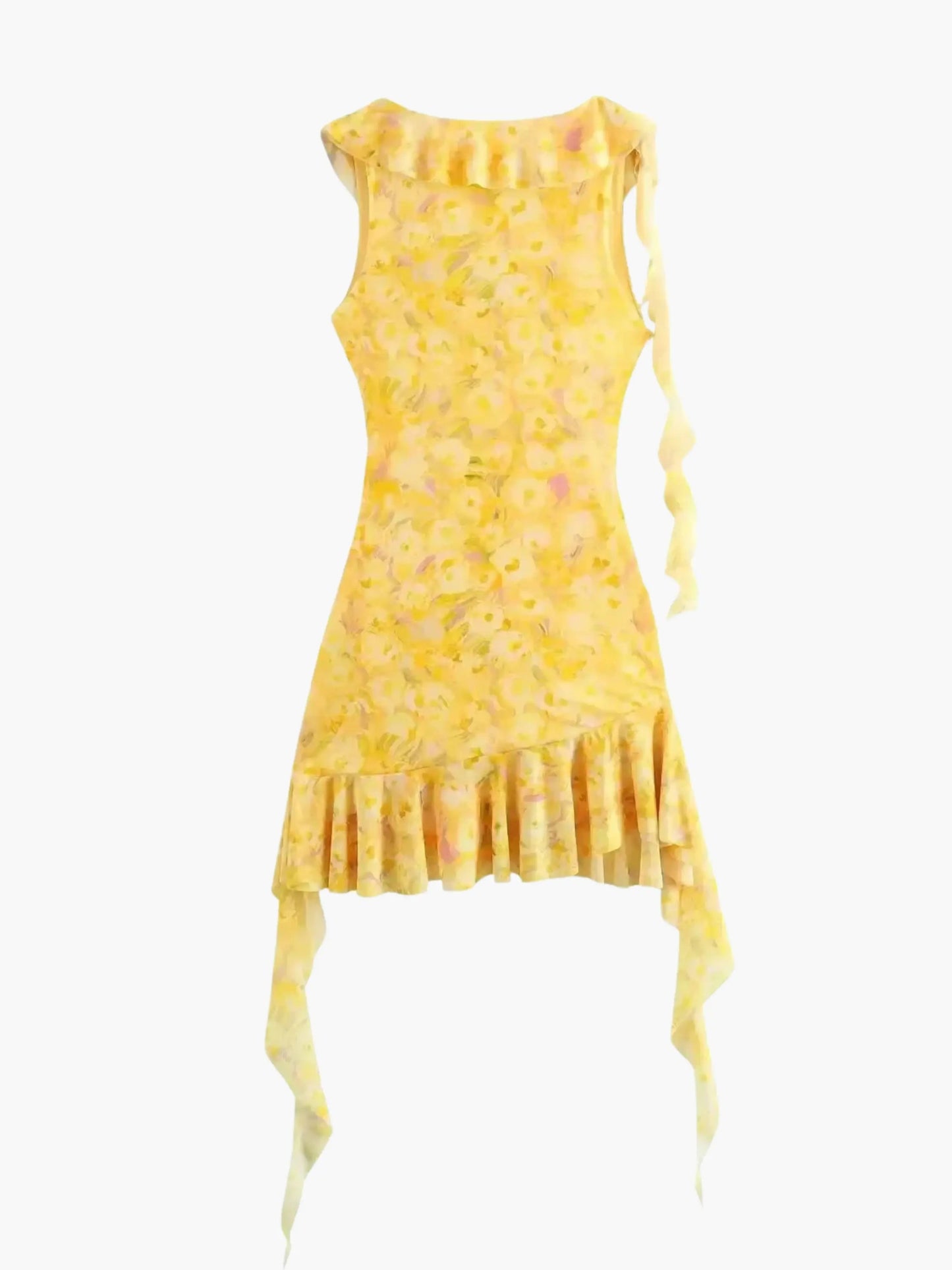 Sommerkleid Geblümt Rüschen Minikleid Frauen