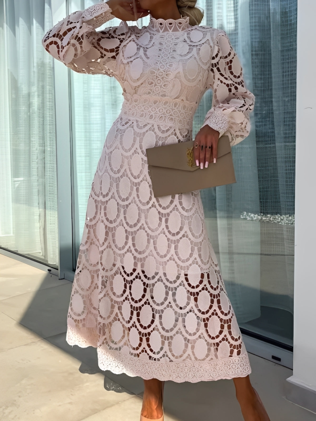 Langarm Maxikleid Damen Stilvolles Abendkleid Eleganz - BerlinGlamour