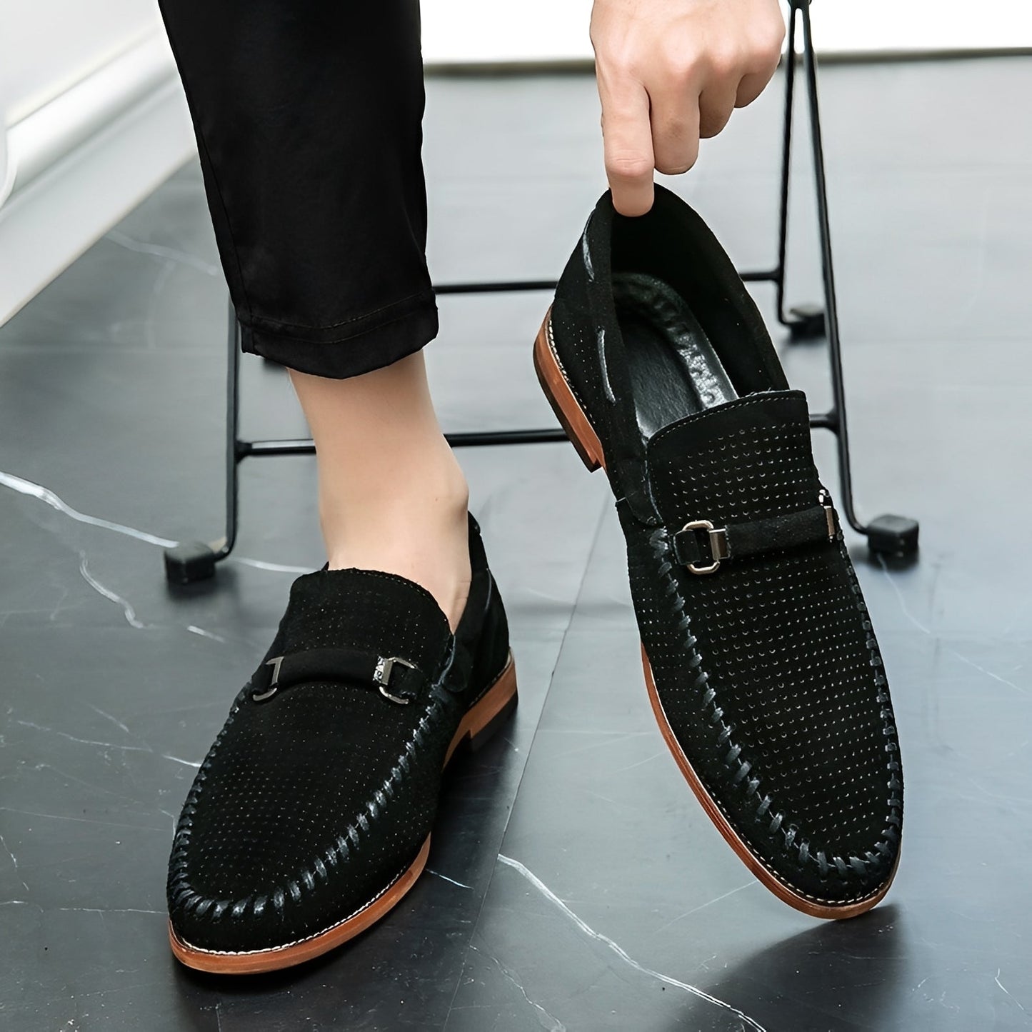 Herren Slipper Wildleder Lässig Elegant