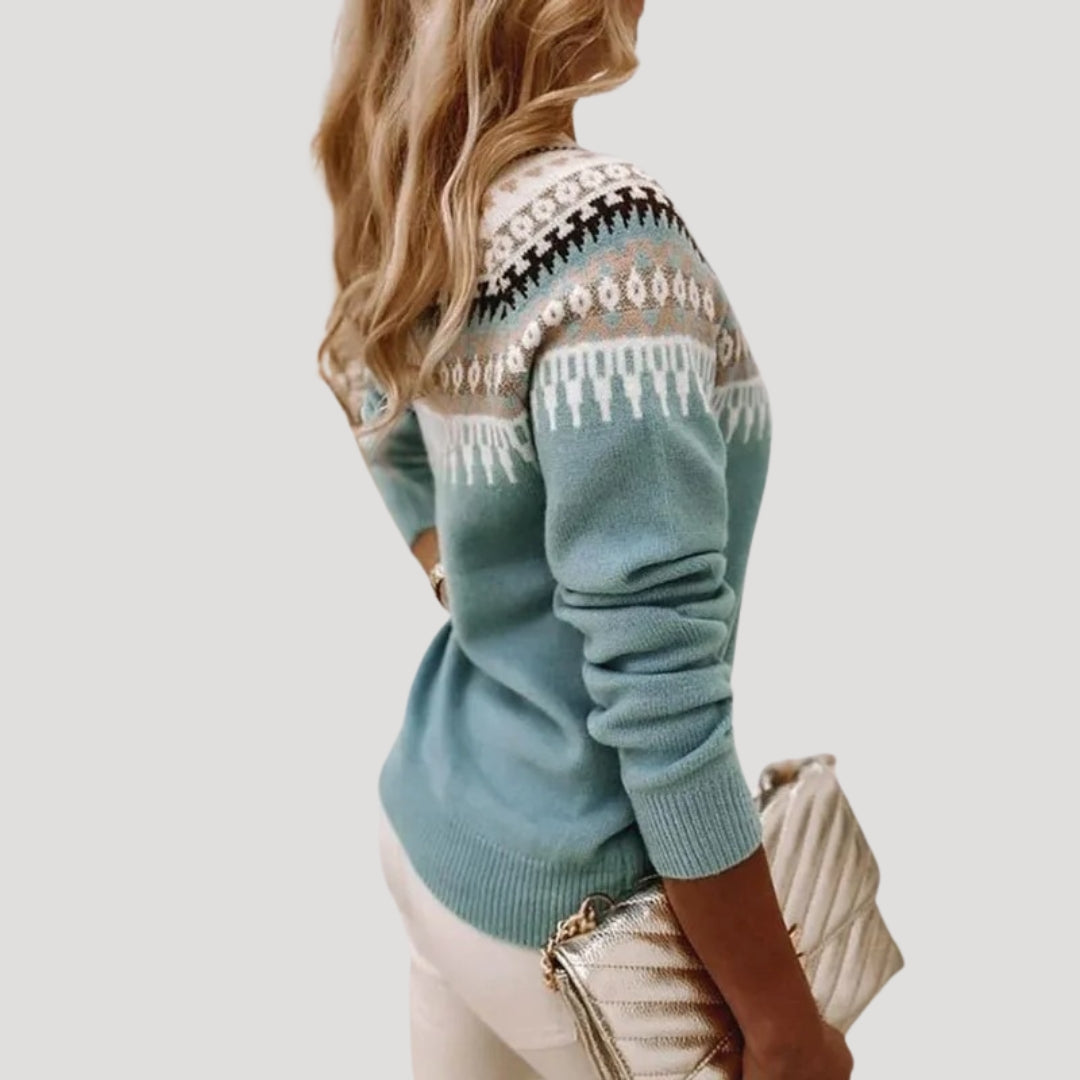 Damen Pullover Strick Fair-Isle Frühling Trendy