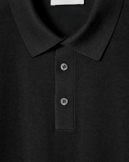 Seidenpoloshirt Schwarz Elegantes Herrenshirt
