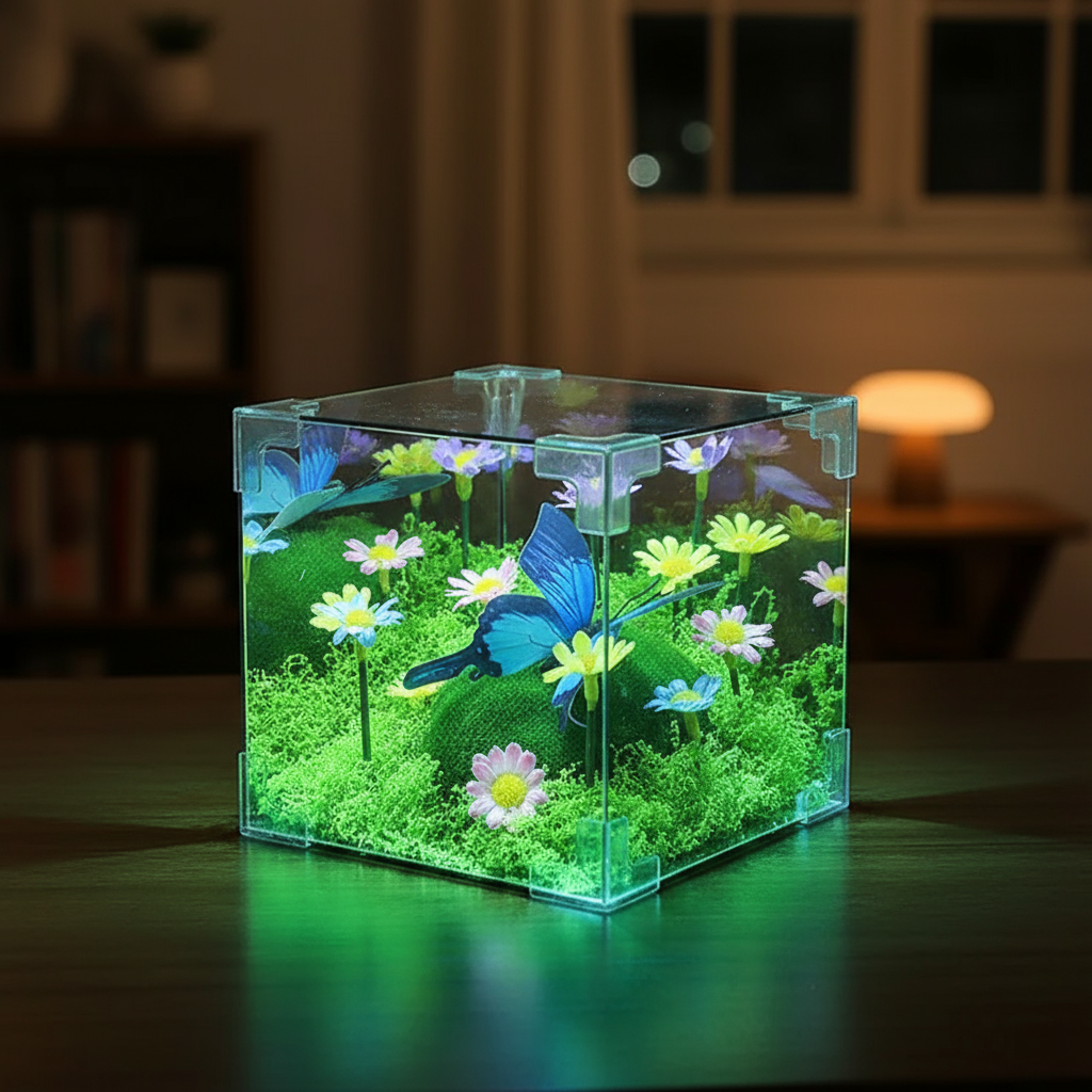 LED Nachtlicht Würfel Dekoration Schmetterling Garten