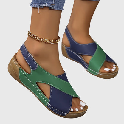 Damen Sandalen Zweifarbig Offener Zehenbereich Freizeit