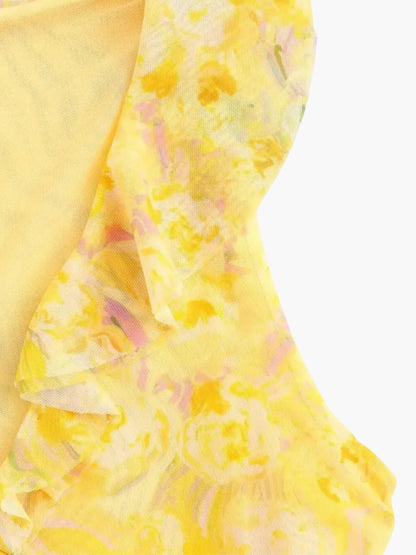 Sommerkleid Geblümt Rüschen Minikleid Frauen