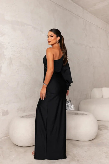 Elegantes Damen Abendkleid Einerschulter Raffung - BerlinGlamour