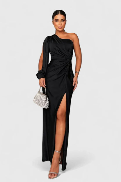 Elegantes Damen Abendkleid Einerschulter Raffung