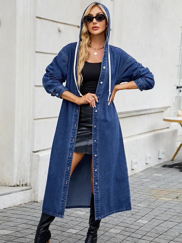 Langer Denim Trenchcoat Damen Trend