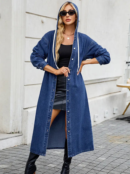 Langer Denim Trenchcoat Damen Trend