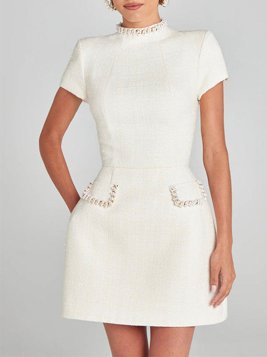 Elegantes Damen Minikleid Bestickt Tweed - BerlinGlamour