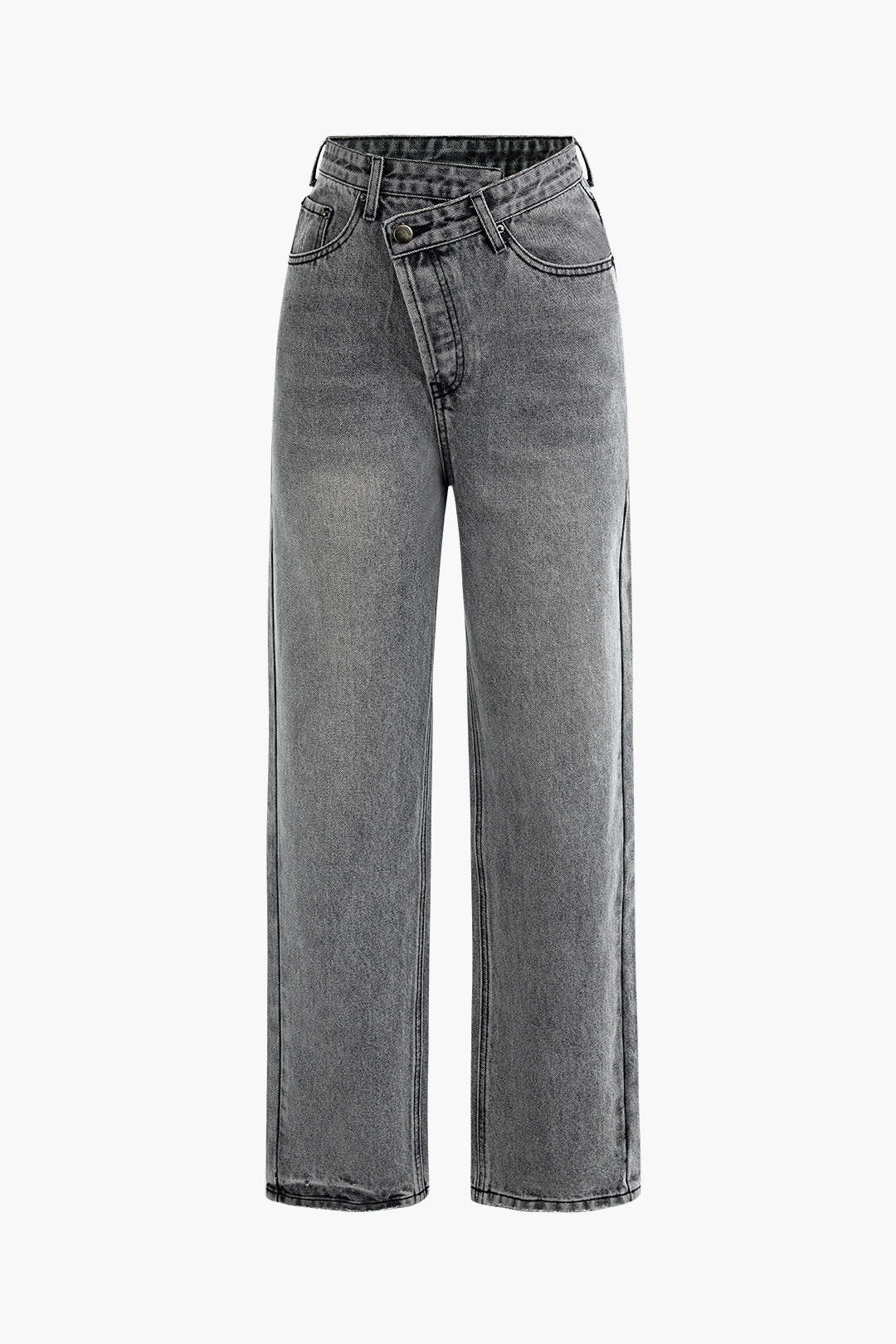Damenjeans Asymmetrischer Bund Trendy Frauenjeans
