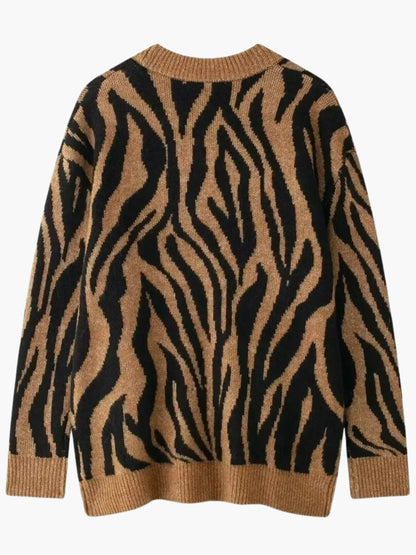Zebra Strickpulli Frauen Gestreift Warm