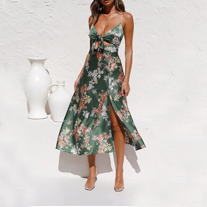 BerlinGlamour Blumenmuster-Strandkleid, asymmetrischer Schnitt