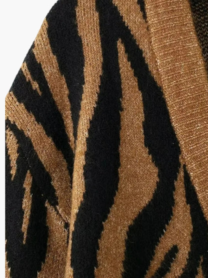 Zebra Strickpulli Frauen Gestreift Warm
