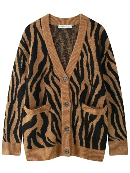 Zebra Strickpulli Frauen Gestreift Warm