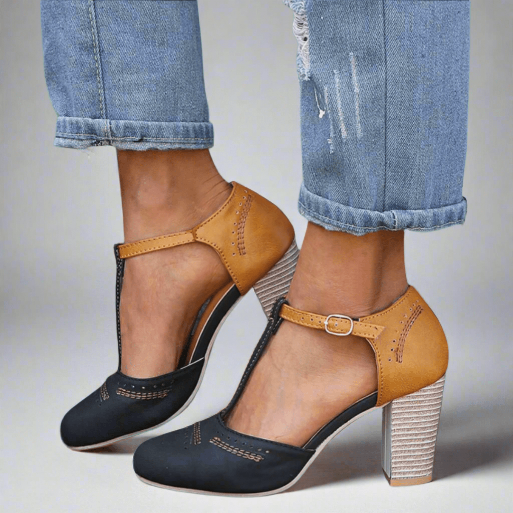 Damen Schuhe Blockabsatz T-Riemen Schuhe Damen - BerlinGlamour