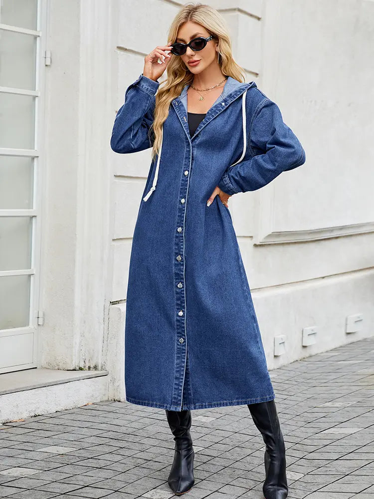 Langer Denim Trenchcoat Damen Trend