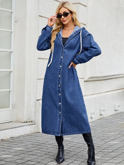 Langer Denim Trenchcoat Damen Trend