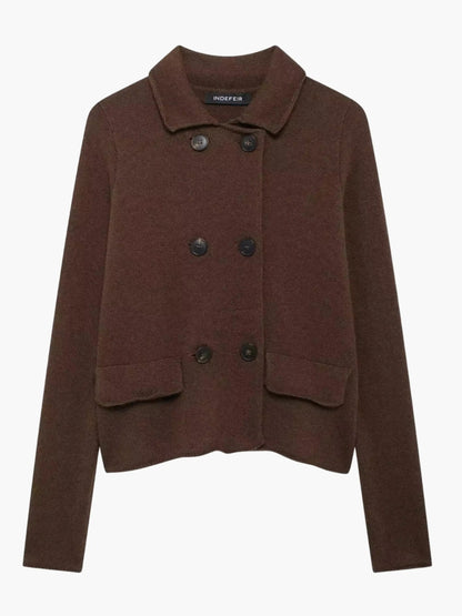 Zweireihige Strickjacke Damen Modern Elegent - BerlinGlamour
