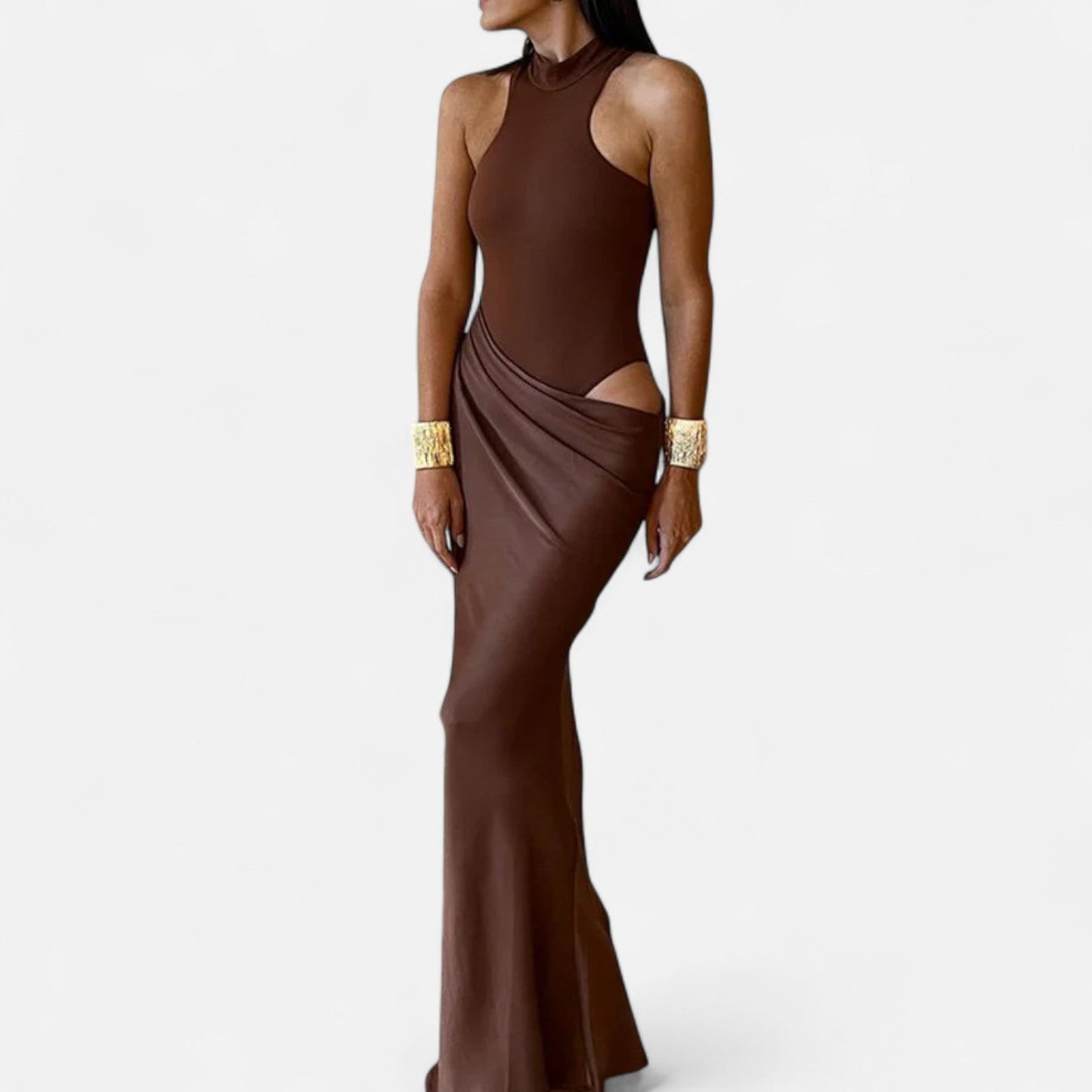 Damen Maxikleid Neckholder Cut Out Sommerkleid
