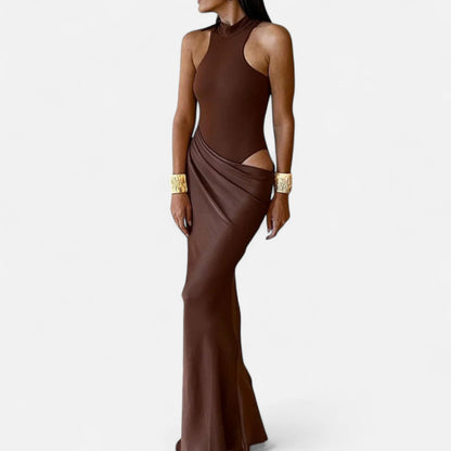 Damen Maxikleid Neckholder Cut Out Sommerkleid