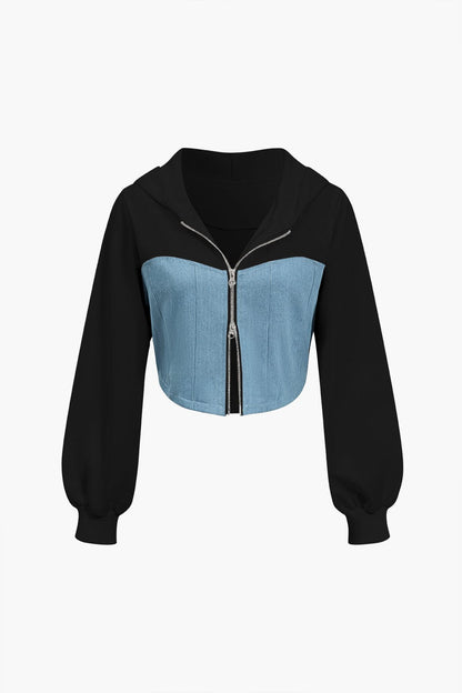 Sportliches Zweiteiler-Set Denim Look Frauen