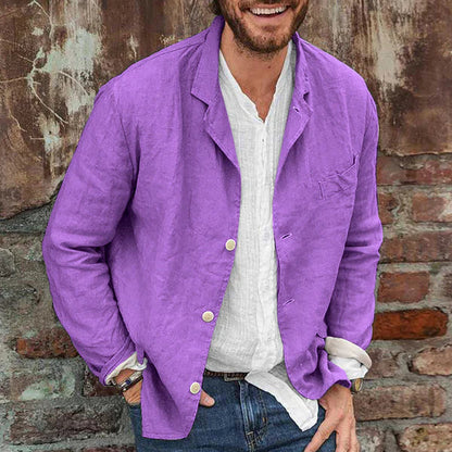 Herren Sommerjacke Leicht Baumwolle Leinen Modern
