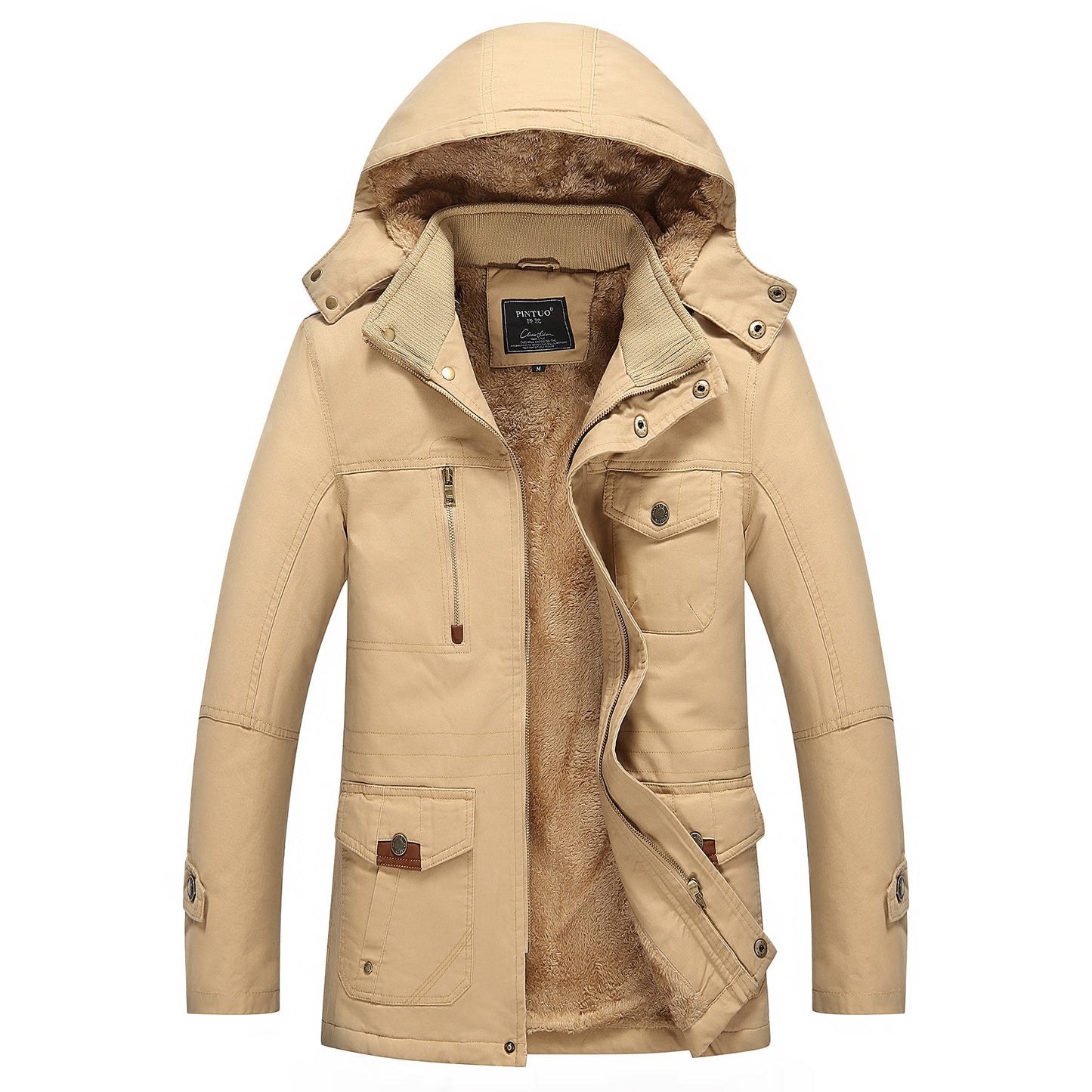 Herren Outdoor-Jacke Warm mit Fleecefutter und Kapuze
