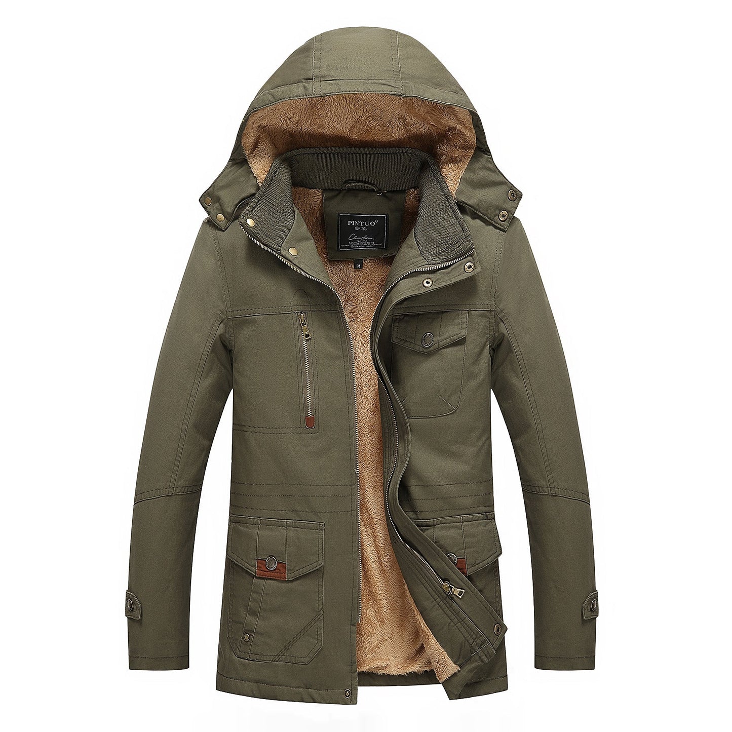Herren Outdoor-Jacke Warm mit Fleecefutter und Kapuze
