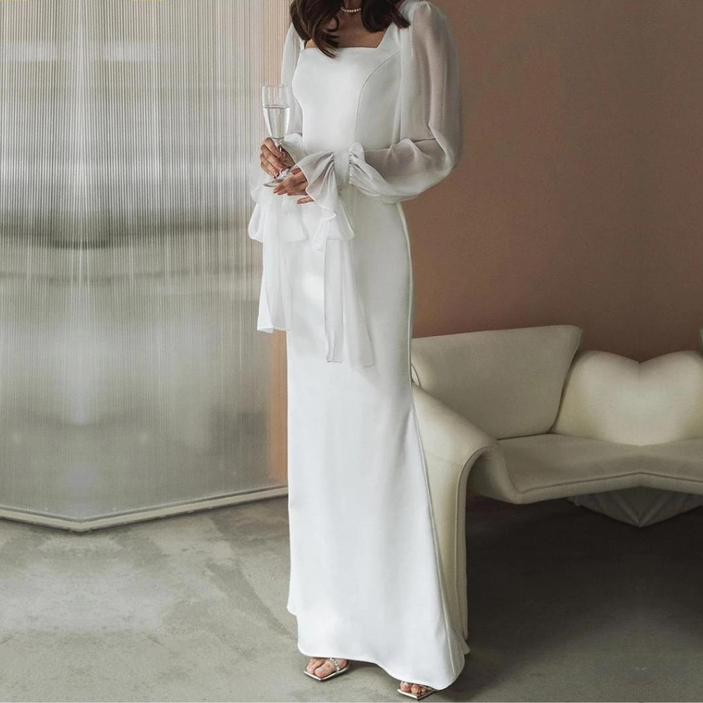 Elegantes Damen Kleid Schulterfrei Lang für Hochzeitsgäste
