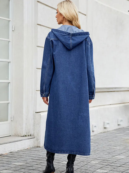 Langer Denim Trenchcoat Damen Trend