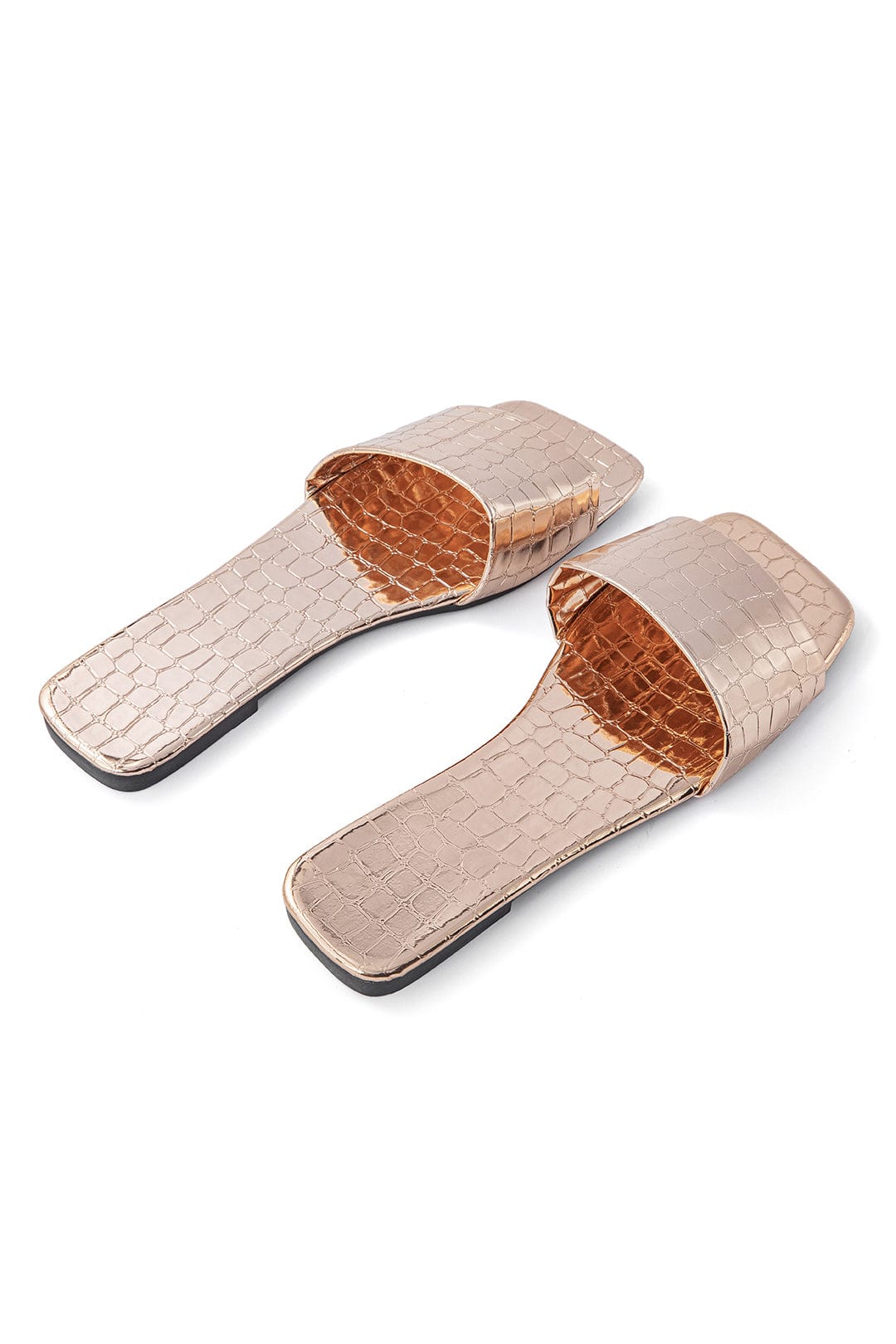 Luxus Slides mit Krokodil Muster Metallic