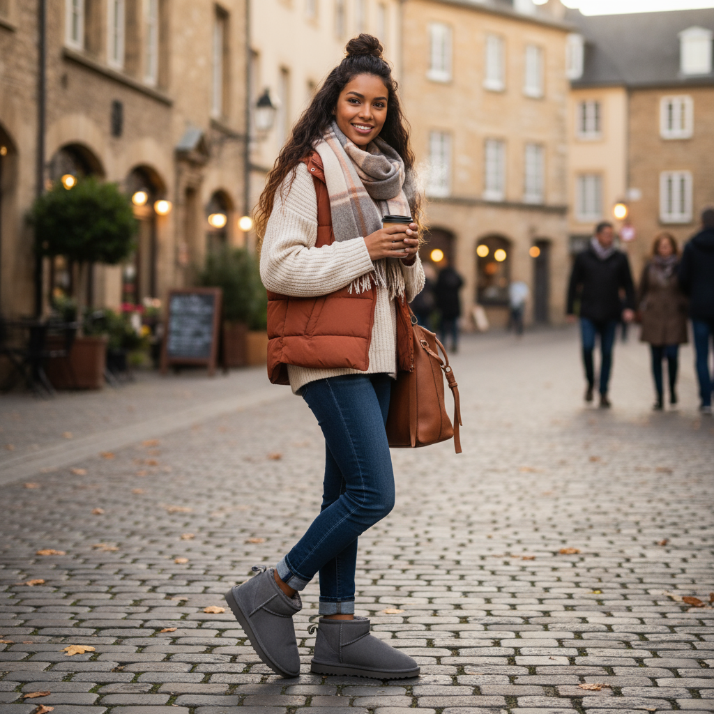 Damen Winterboots Gefüttert Warm mit Wollfutter